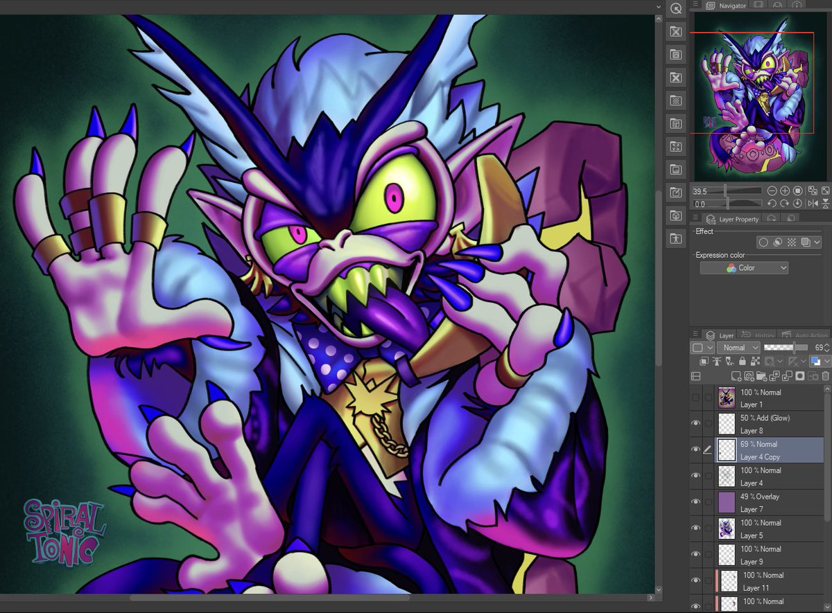 Spiraltonic's tweet image. Working on art of the cunty goblin monkey from Bananza because I love his stupid ass