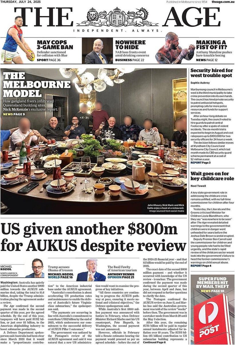 ukpapers's tweet image. π¦πΊ The Melbourne Model
β«$110,000 payment for union peace: Developerβs deal in spotlight amid fresh calls to clean up industry
β«@Ageinvestigates @dmaguz
#frontpagestoday #Australia @theage