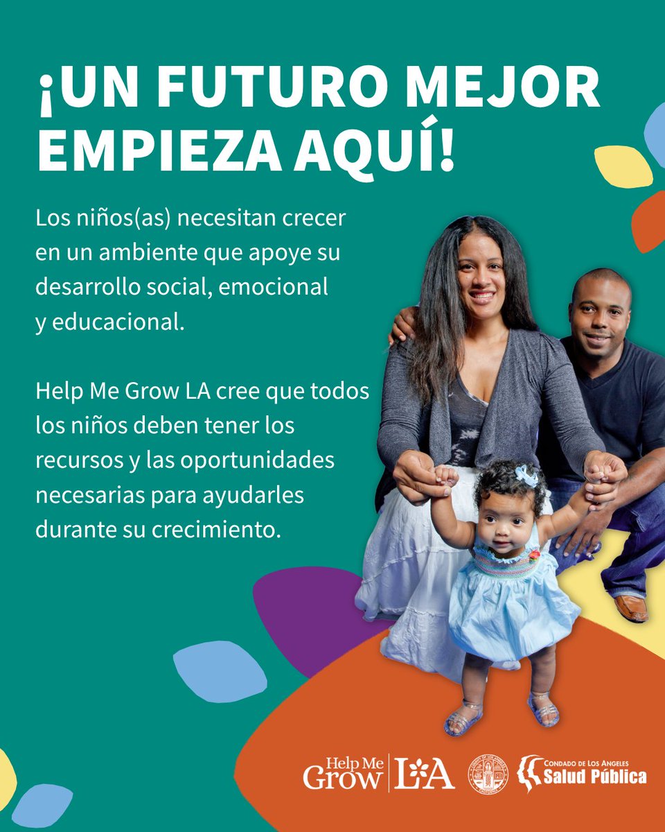 lapublichealth's tweet image. 🌱 Todos los niños(as) merecen la oportunidad de crecer, aprender y desarrollarse en un ambiente de apoyo.
#HelpMeGrowLA está aquí para brindar a las familias el apoyo y los recursos necesarios. 💚
Visita: HelpMeGrowLA.org