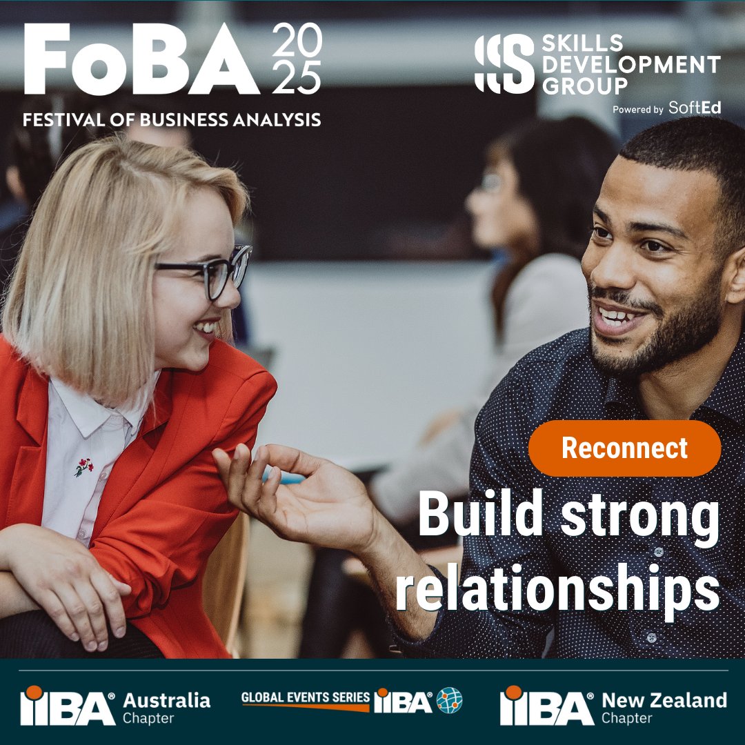 Success in business analysis isn’t just about data and processes—it’s about people. The 2025 IIBA Skills Development Group Festival of Business Analysis offers unparalleled opportunities to connect.

festivalofbusinessanalysis.org/tickets/ 

#FoBA2025 #IIBA #BusinessAnalysis