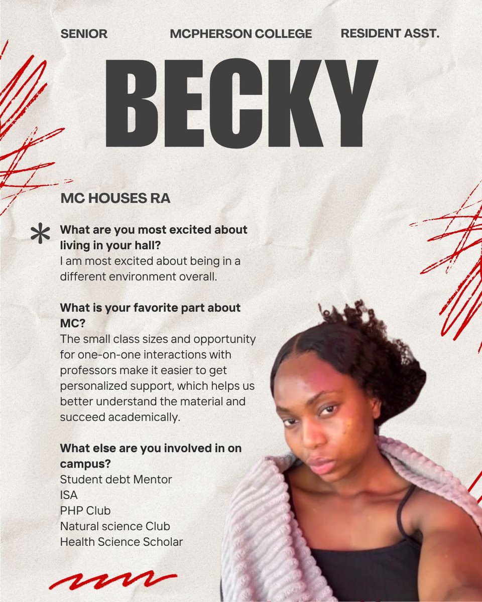 _MCStudentLife's tweet image. Meet MC Houses RA, Becky!