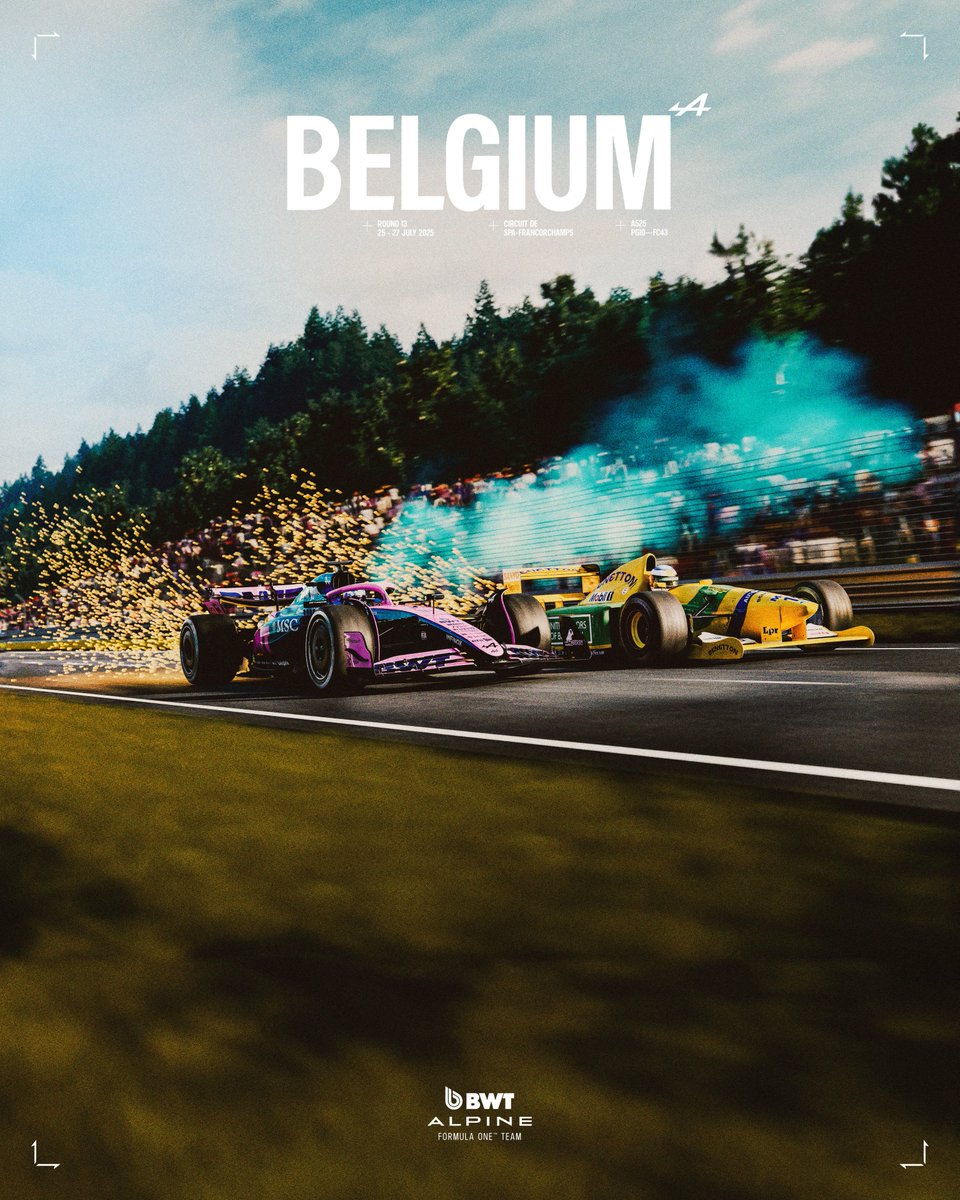 ApeCoin (@apecoin) on Twitter photo Spa is the cathedral of motorsports.
Every turn tells a story, and this lap is the longest.
Collect the Official BWT <a href="/AlpineF1Team/">BWT Alpine Formula One Team</a> 2025 Belgium Race Poster now. Own all 24 Posters by season’s end for a shot at one-of-a-kind prizes:
alpine.apechaincollection.com Spa is the cathedral of motorsports.
Every turn tells a story, and this lap is the longest.
Collect the Official BWT <a href="/AlpineF1Team/">BWT Alpine Formula One Team</a> 2025 Belgium Race Poster now. Own all 24 Posters by season’s end for a shot at one-of-a-kind prizes:
alpine.apechaincollection.com