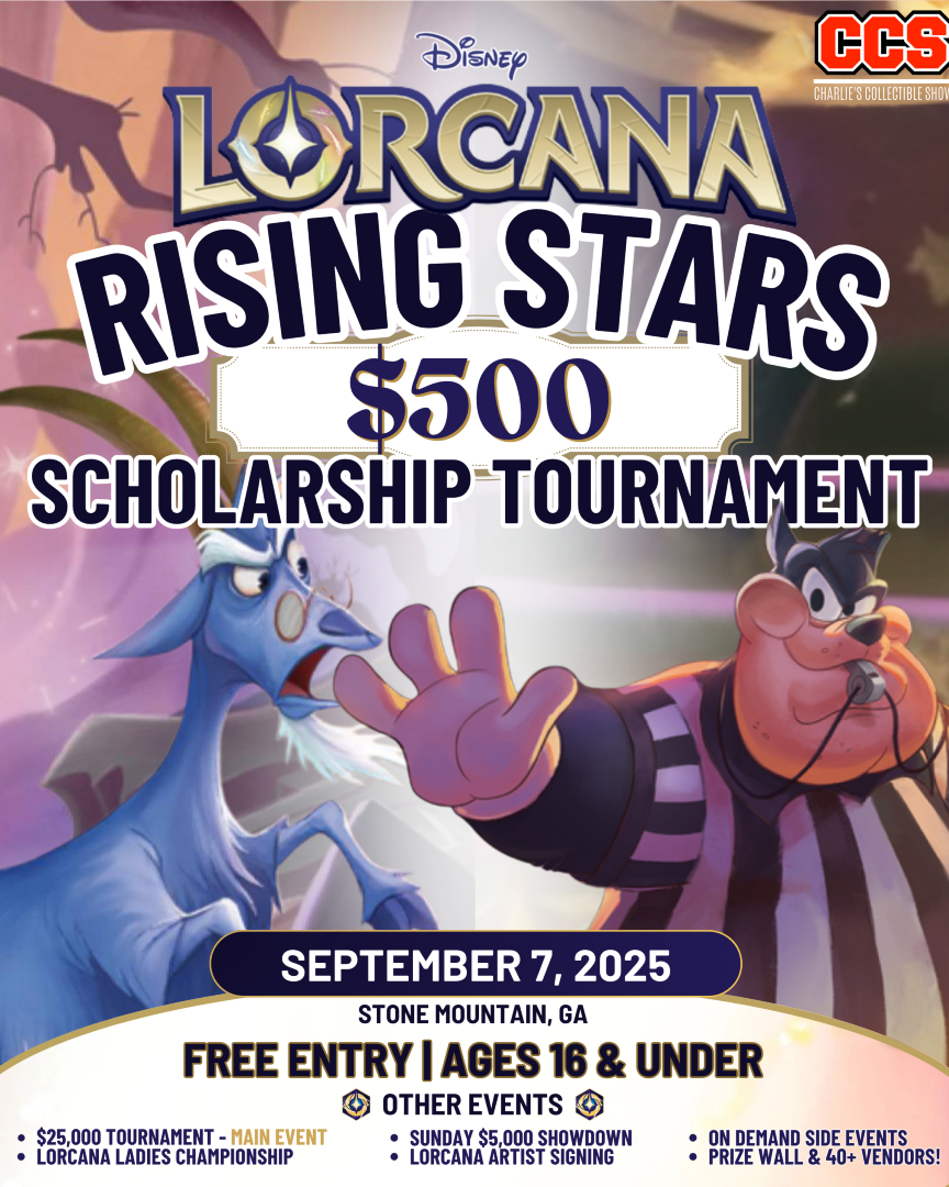 CCS_Atlanta's tweet image. 🎓 Win a $500 Scholarship❗️#FreeEntry Compete. Grow. Shine at the Rising Stars Youth Championship! 🏆
📅 Sunday, Sept 7 during Lorcana $25K Weekend
🕘 9AM Reg | 10AM Start
📍 @CCS_Atlanta, Stone Mountain, GA
🎟️ For Ages 16 & Under Only; Free Entry
🔗 Sign Up Now:…