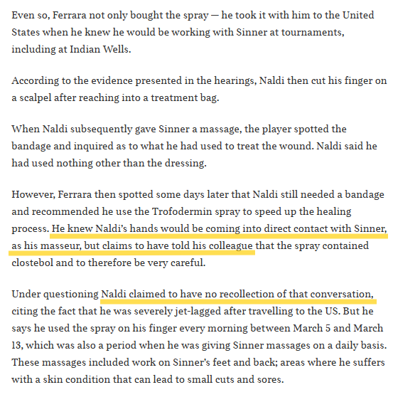 CristinaNcl's tweet image. Jannik Sinner rehires fitness coach he sacked after positive drugs test
the decision by Sinner to now reinstate Ferrara is sure to raise eyebrows given his apparent recklessness.
(The Times)
thetimes.com/sport/tennis/a…