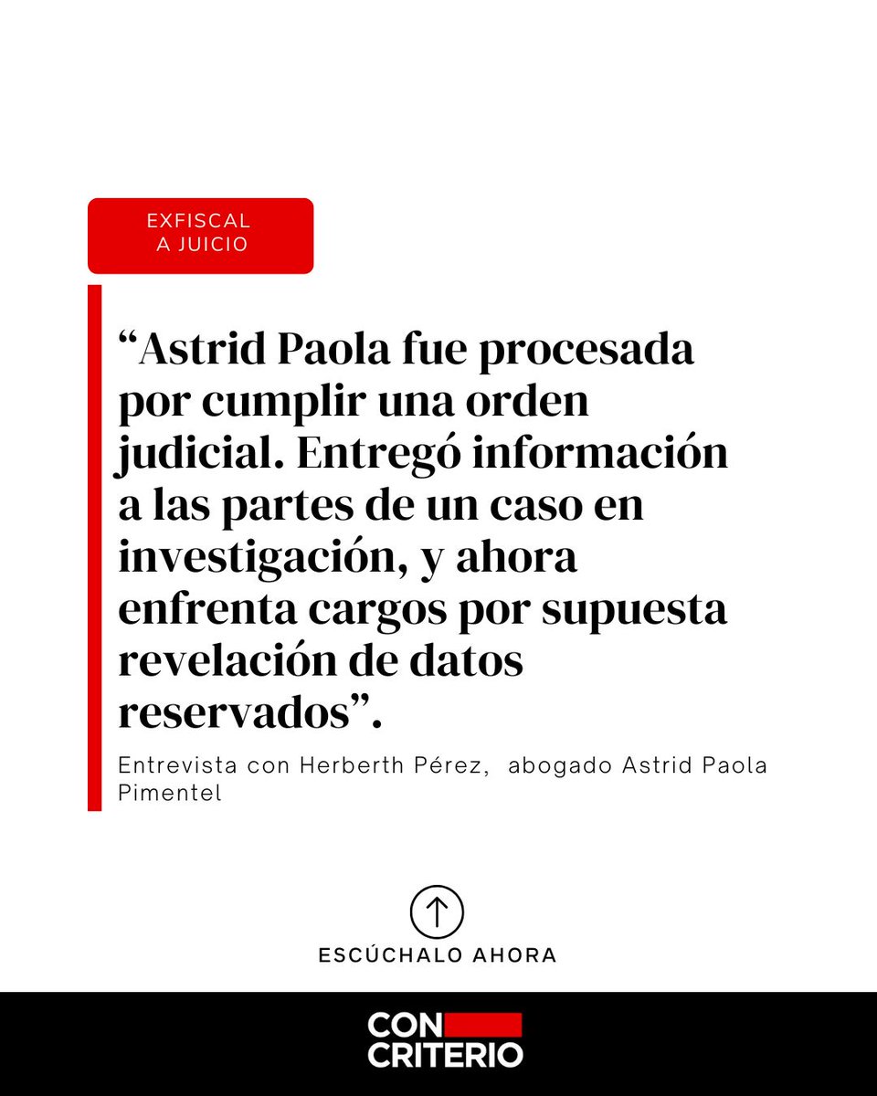 concriteriogt's tweet image. ⚖️ Astrid Pimentel, exauxiliar fiscal, enfrenta un proceso por entregar información a las partes del caso Melgar Padilla. Su defensa argumenta que cumplió una orden judicial 📂 y que no hubo intención de filtrar datos 🔍. El debate inicia el 6 de agosto.
f.mtr.cool/ljuxoanzas