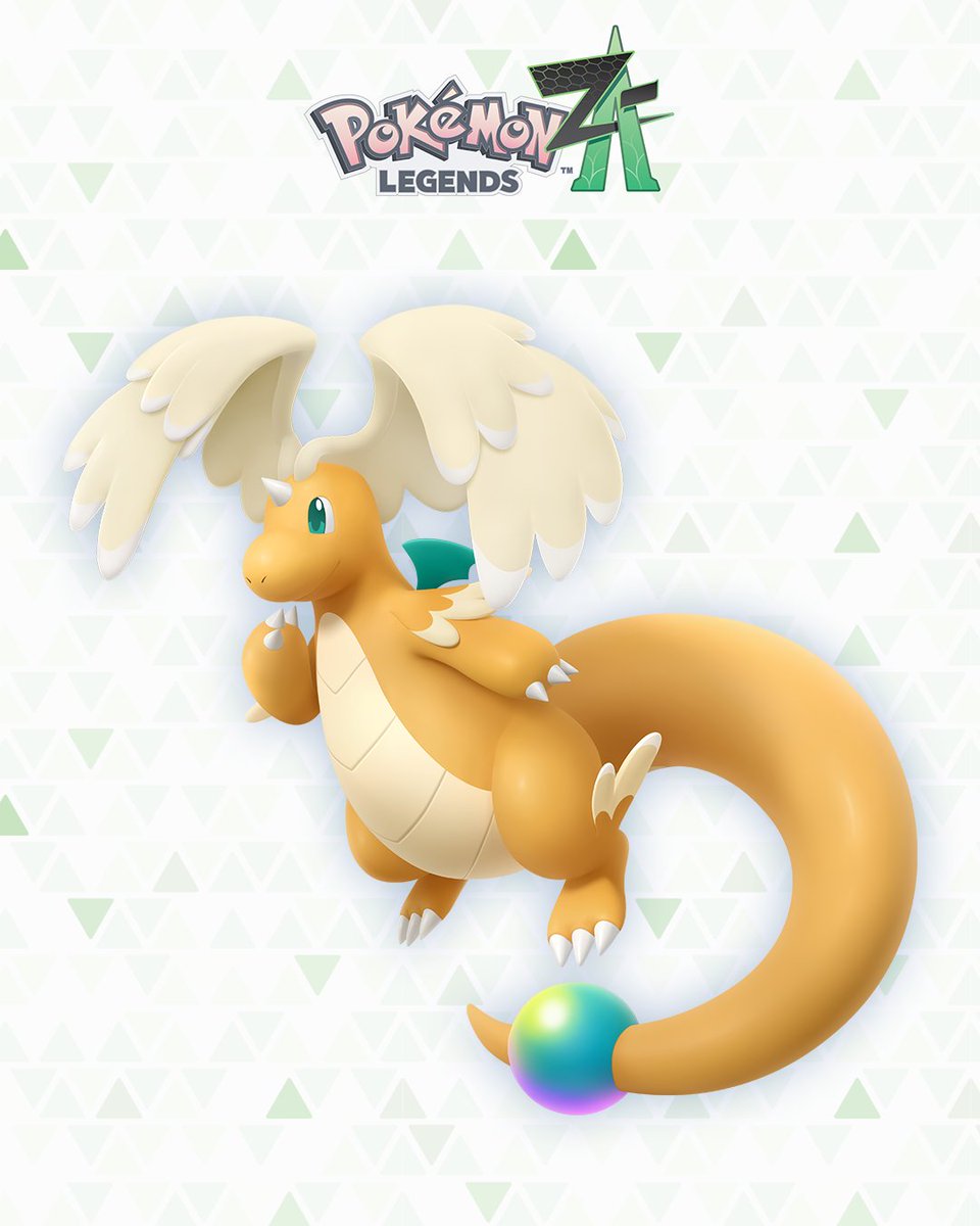 Pokemon's tweet image. Introducing Mega Dragonite, a newly discovered Mega-Evolved Pokémon! It has distinctive Dragonair-like features, such as a pearl on its tail and wings on its head that act as feelers.
As Mega Dragonite, it can fly faster and farther than before! #PokemonLegendsZA