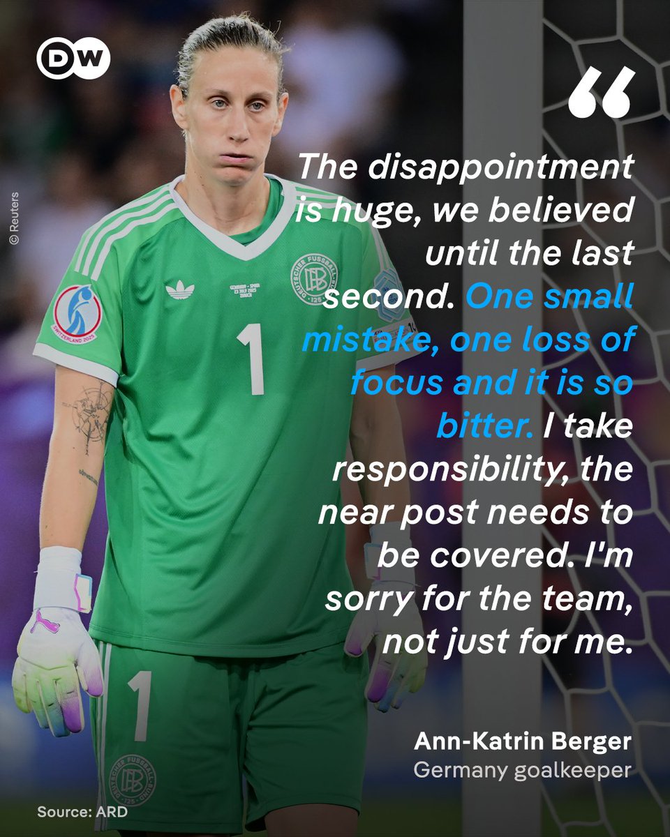 dw_sports's tweet image. Ann-Katrin Berger took the blame after Aitana Bonmati beat her at her near post to score the only goal of the match.
The Spanish midfielder scored in the 113th minute to secure their spot in the final 🇪🇸