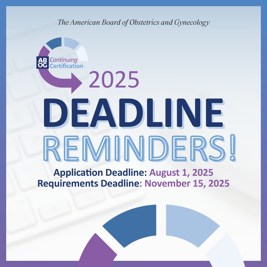 Reminder: The deadline to apply for the 2025 Continuing Certification (CC) program is next Friday, August 1, 2025! Log in to your portal to apply now: portal.abog.org/login.