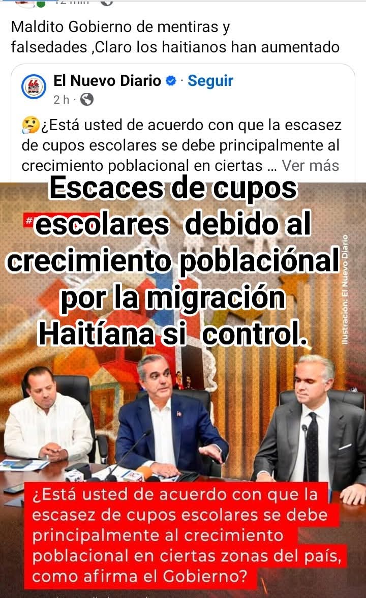 Cátedra y Anécdota ** (@corneliomella) on Twitter photo El Famoso Crecimiento
Poblacional del Traidor
Por Tener Toda la Escuela
Llenas de Haitiano Ilegales
<a href="/luisabinader/">Luis Abinader</a> <a href="/DraGladysFeliz/">GladysFeliz</a> El Famoso Crecimiento
Poblacional del Traidor
Por Tener Toda la Escuela
Llenas de Haitiano Ilegales
<a href="/luisabinader/">Luis Abinader</a> <a href="/DraGladysFeliz/">GladysFeliz</a>