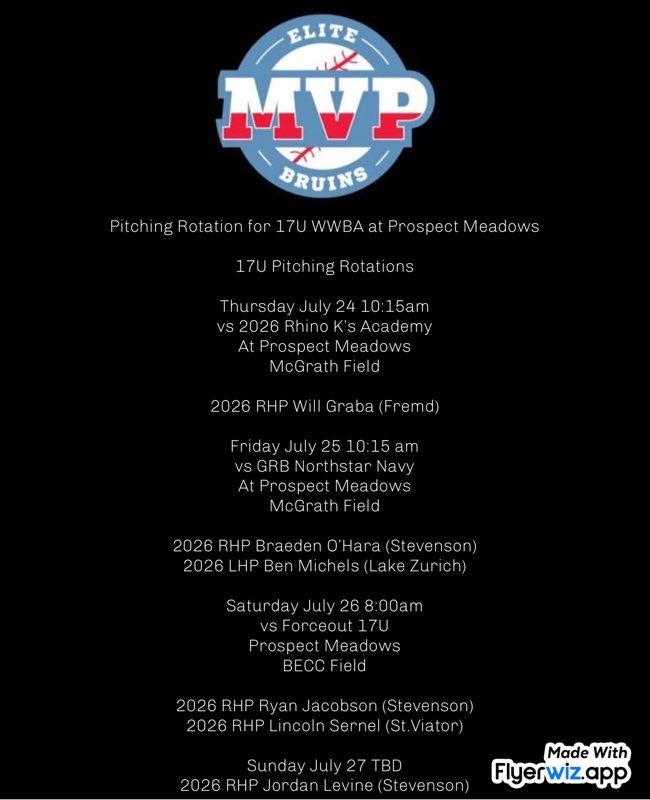 17u Pitching Rotation for <a href="/IowaPG/">Perfect Game Iowa</a> WWBA at <a href="/ProspectMeadows/">Prospect Meadows</a>