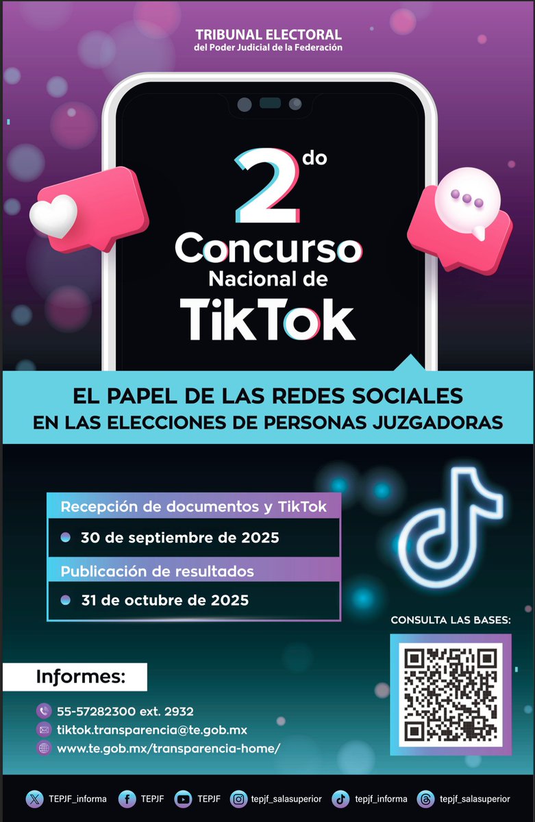 🎥🗳️ ¿Eres creativo en TikTok y te interesa la democracia? ¡Participa en el 2º Concurso Nacional del <a href="/TEPJF_informa/">TEPJF</a>! 📲 con el tema: “El papel de las redes sociales en las elecciones”.

🔗 Consulta las bases aquí 👉 url.udg.mx/a0DAC