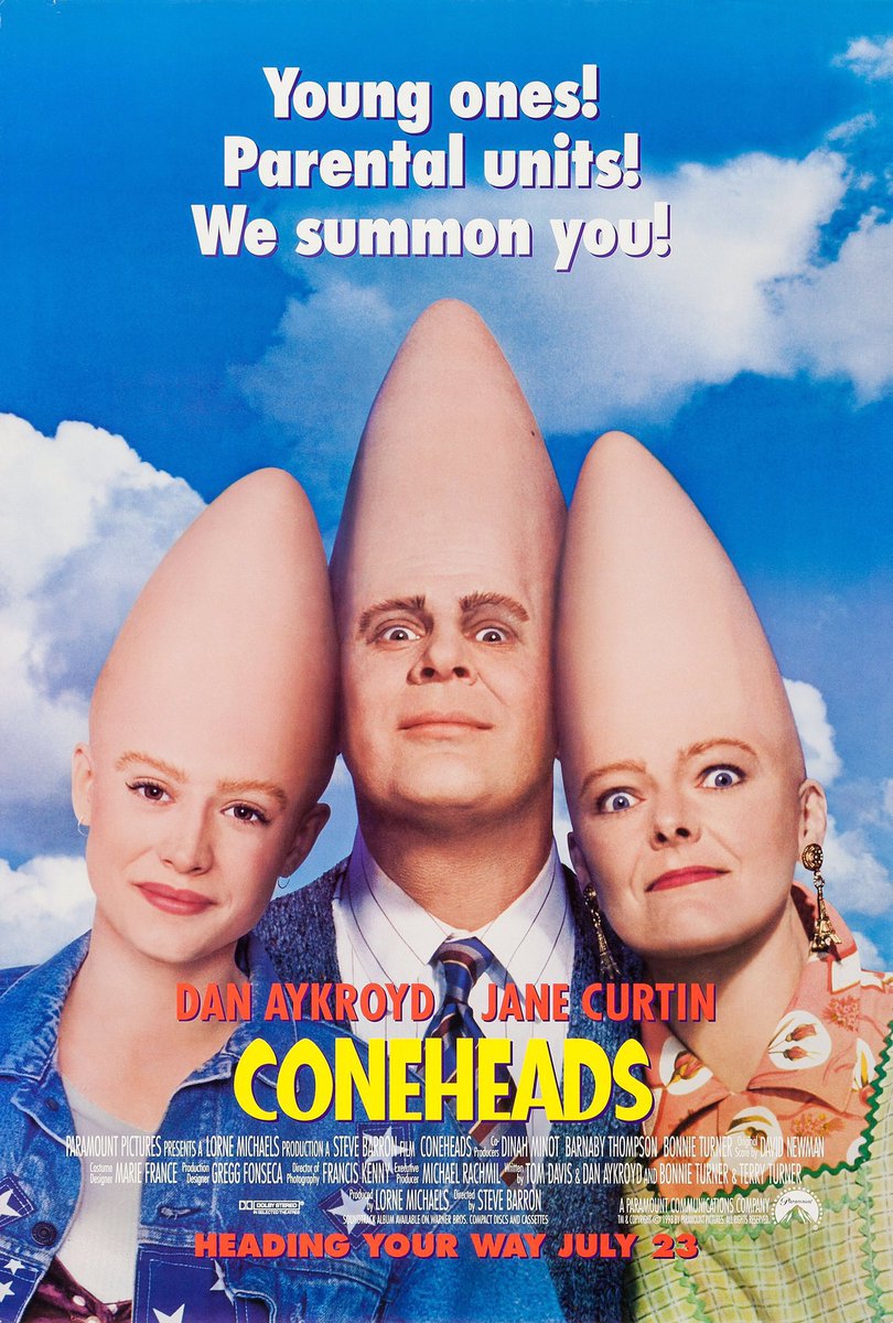 Film News Nostalgia (@filmnewsnos) on Twitter photo 🎬MOVIE HISTORY: 32 years ago today, July 23, 1993, the movie ‘Coneheads’ opened in theaters!
#DanAykroyd #JaneCurtin #MichelleBurke #MichaelMcKean #DavidSpade #ChrisFarley #Sinbad <a href="/EddieGriffinCom/">Eddie Griffin</a> #PhilHartman #AdamSandler #MitchellBobrow <a href="/IJasonAlexander/">jason alexander</a> #DaveThomas <a href="/nbcsnl/">Saturday Night Live - SNL</a> 🎬MOVIE HISTORY: 32 years ago today, July 23, 1993, the movie ‘Coneheads’ opened in theaters!
#DanAykroyd #JaneCurtin #MichelleBurke #MichaelMcKean #DavidSpade #ChrisFarley #Sinbad <a href="/EddieGriffinCom/">Eddie Griffin</a> #PhilHartman #AdamSandler #MitchellBobrow <a href="/IJasonAlexander/">jason alexander</a> #DaveThomas <a href="/nbcsnl/">Saturday Night Live - SNL</a>