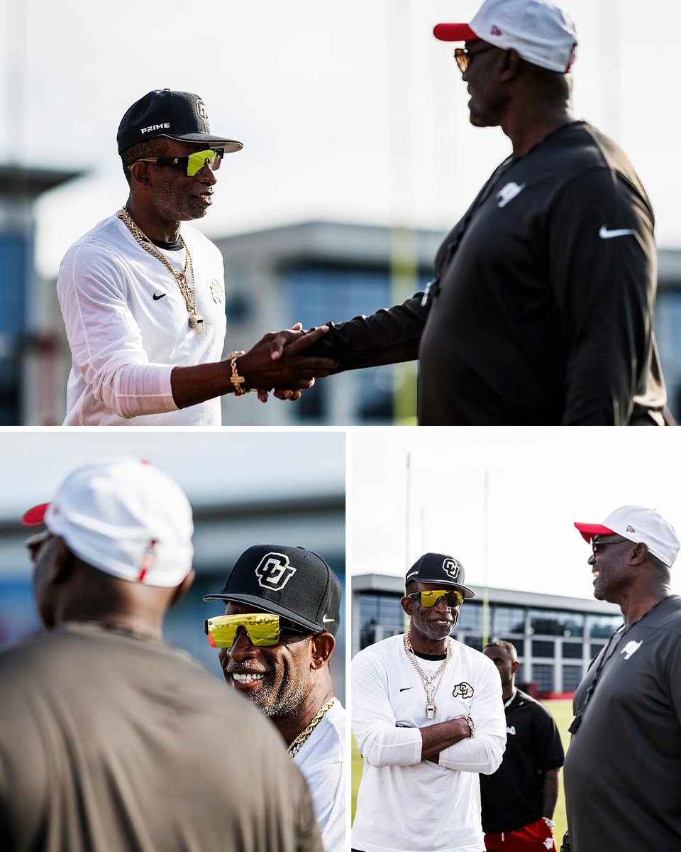 NFLonPrime's tweet image. Coach Prime in the building 馃槑
(via: @Buccaneers, @DeionSanders)
