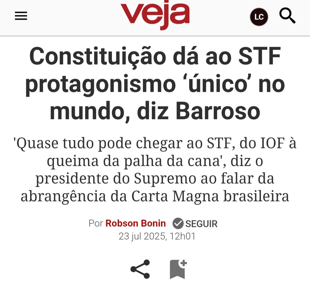 A fala do ministro Luís Roberto Barroso, tal como registrada na reportagem da Veja, oferece uma confissão sofisticada – e talvez inconsciente – de um projeto de redirecionamento do papel institucional do Supremo Tribunal Federal que não apenas desloca a corte para o centro da