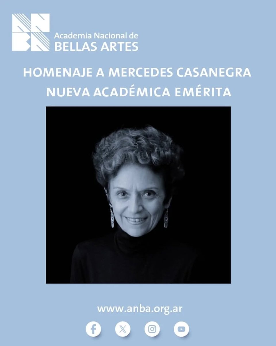 La Academia Nacional de Bellas Artes nombró a Mercedes Casanegra académica emérita. Casanegra es Lic. en Historia del Arte, Investigadora y Crítica de Arte y Curadora... 
Fotos del acto homenaje ➡️instagram.com/p/DMd0U9hP_fD/…