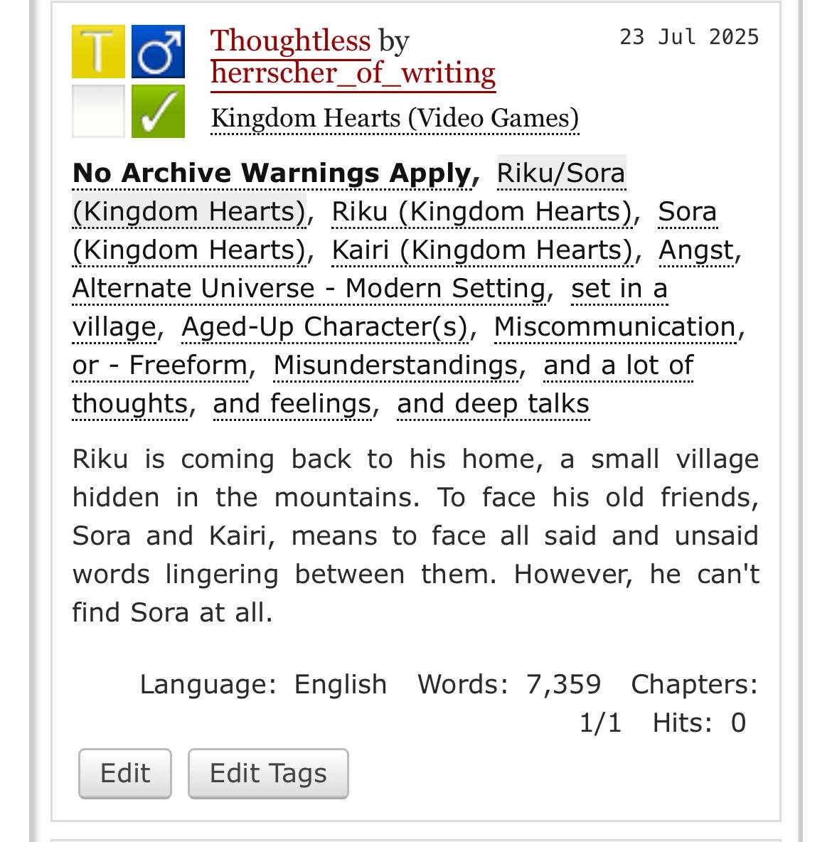 dearlychain's tweet image. finally posting my first soriku fic! :3
as always, i'd really appreciate if you guys would read it &lt;3
archiveofourown.org/works/68046911
