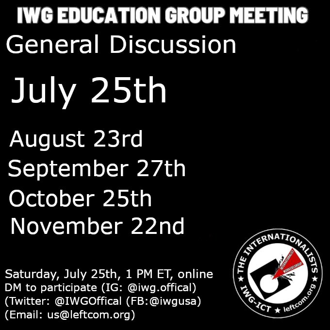 IWGofficial's tweet image. Upcoming education group meeting on July 25th. Contact us to participate