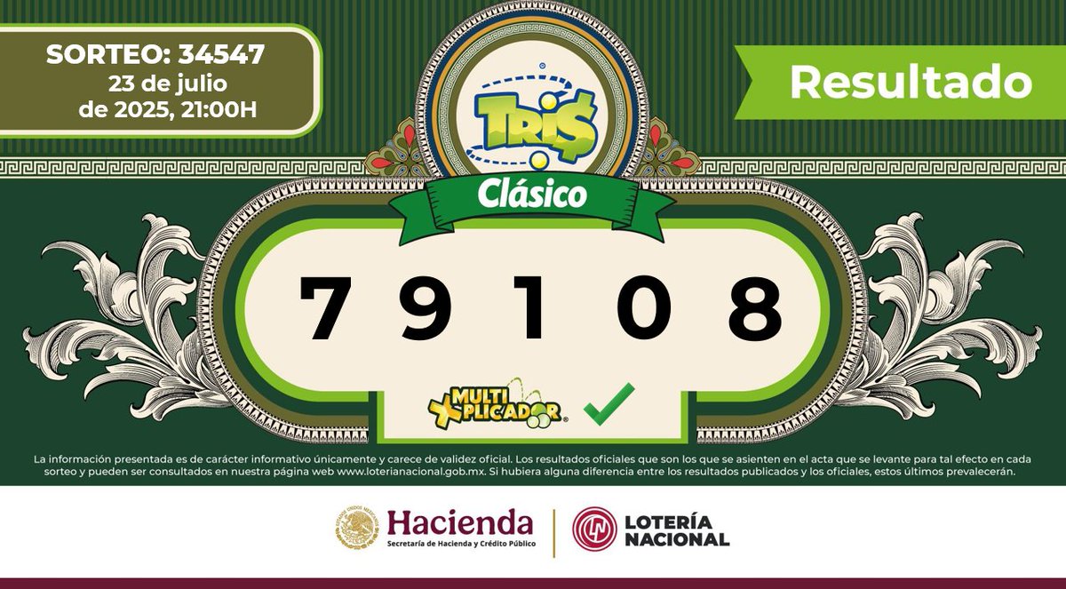 Los invitamos a revisar los resultados de nuestros sorteos nocturnos de #TrisClásico, #ChispazoClásico y #MelateRevanchayRevanchita❤️
Mañana podrán revisar la mascarilla completa de resultados después de las 08:00 hrs 🤩
🔎  t.ly/oob5
#TuSuerteTransformaMéxico