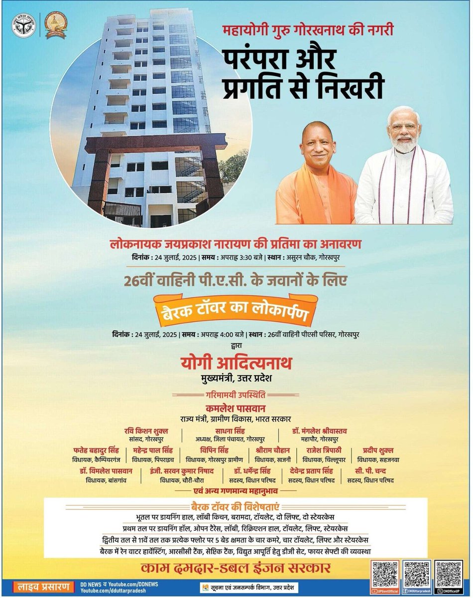 Government of UP (@upgovt) on Twitter photo #UPCM рд╢реНрд░реА <a href="/myogiadityanath/">Yogi Adityanath</a> рдЬреА рджреНрд╡рд╛рд░рд╛ рдЖрдЬ рдЬрдирдкрдж рдЧреЛрд░рдЦрдкреБрд░ рдореЗрдВ рд▓реЛрдХрдирд╛рдпрдХ рдЬрдпрдкреНрд░рдХрд╛рд╢ рдирд╛рд░рд╛рдпрдг рдХреА рдкреНрд░рддрд┐рдорд╛ рдХрд╛ рдЕрдирд╛рд╡рд░рдг рдХрд┐рдпрд╛ рдЬрд╛рдПрдЧрд╛ред рд╕рд╛рде рд╣реА, 26рд╡реАрдВ рд╡рд╛рд╣рд┐рдиреА рдкреАрдПрд╕реА рдХреЗ рдЬрд╡рд╛рдиреЛрдВ рдХреЗ рд▓рд┐рдП рдмреИрд░рдХ рдЯреЙрд╡рд░ рдХрд╛ рд▓реЛрдХрд╛рд░реНрдкрдг рдХрд┐рдпрд╛ рдЬрд╛рдПрдЧрд╛ред
рдмреИрд░рдХ рдЯреЙрд╡рд░ рдХреА рд╡рд┐рд╢реЗрд╖рддрд╛рдПрдВ:
ЁЯПм рднреВрддрд▓ рдкрд░ рдбрд╛рдпрдирд┐рдВрдЧ рд╣реЙрд▓, рд▓реЙрдмреА рдХрд┐рдЪрди, рдмрд░рд╛рдорджрд╛, рдЯреЙрдпрд▓реЗрдЯ, 2 рд▓рд┐рдлреНрдЯ, #UPCM рд╢реНрд░реА <a href="/myogiadityanath/">Yogi Adityanath</a> рдЬреА рджреНрд╡рд╛рд░рд╛ рдЖрдЬ рдЬрдирдкрдж рдЧреЛрд░рдЦрдкреБрд░ рдореЗрдВ рд▓реЛрдХрдирд╛рдпрдХ рдЬрдпрдкреНрд░рдХрд╛рд╢ рдирд╛рд░рд╛рдпрдг рдХреА рдкреНрд░рддрд┐рдорд╛ рдХрд╛ рдЕрдирд╛рд╡рд░рдг рдХрд┐рдпрд╛ рдЬрд╛рдПрдЧрд╛ред рд╕рд╛рде рд╣реА, 26рд╡реАрдВ рд╡рд╛рд╣рд┐рдиреА рдкреАрдПрд╕реА рдХреЗ рдЬрд╡рд╛рдиреЛрдВ рдХреЗ рд▓рд┐рдП рдмреИрд░рдХ рдЯреЙрд╡рд░ рдХрд╛ рд▓реЛрдХрд╛рд░реНрдкрдг рдХрд┐рдпрд╛ рдЬрд╛рдПрдЧрд╛ред
рдмреИрд░рдХ рдЯреЙрд╡рд░ рдХреА рд╡рд┐рд╢реЗрд╖рддрд╛рдПрдВ:
ЁЯПм рднреВрддрд▓ рдкрд░ рдбрд╛рдпрдирд┐рдВрдЧ рд╣реЙрд▓, рд▓реЙрдмреА рдХрд┐рдЪрди, рдмрд░рд╛рдорджрд╛, рдЯреЙрдпрд▓реЗрдЯ, 2 рд▓рд┐рдлреНрдЯ,