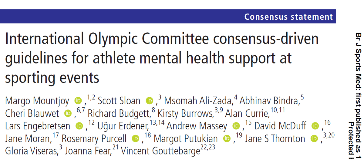 margo mountjoy (@margomountjoy) on Twitter photo 🔥Hot off the press 🔥
✅ New from <a href="/BJSM_BMJ/">British Journal of Sports Medicine (BJSM)</a> ✅
⭐️ IOC Guidelines on supporting #AthleteMentalHealth at sporting events ⭐️
🙏Many thanks to an amazing group of diverse co-authors for a collaborative effort! 🙏 🔥Hot off the press 🔥
✅ New from <a href="/BJSM_BMJ/">British Journal of Sports Medicine (BJSM)</a> ✅
⭐️ IOC Guidelines on supporting #AthleteMentalHealth at sporting events ⭐️
🙏Many thanks to an amazing group of diverse co-authors for a collaborative effort! 🙏