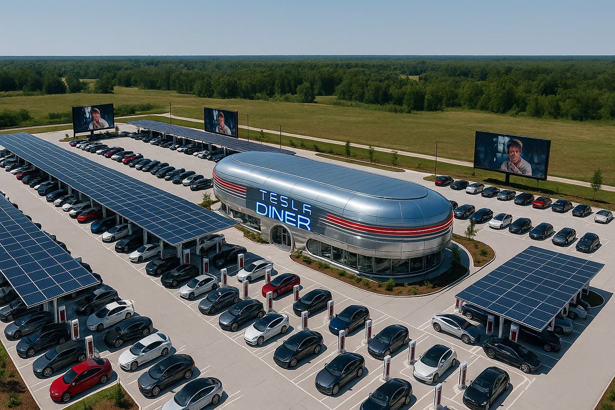 ApexRedPanda's tweet image. Imagine Tesla Diner. But the size of a Buc-ee&apos;s.