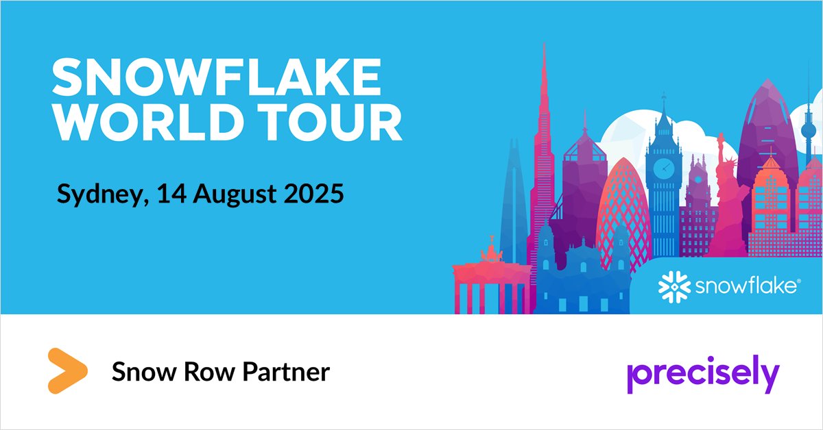 Precisely (@preciselydata) on Twitter photo We’re thrilled to be partnering <a href="/Snowflake/">Snowflake</a> World Tour Sydney on 14th August. Come and meet the Precisely team at Snow Row booth 5 and learn how to access accurate, curated location data from Snowflake Marketplace. Register today: 
okt.to/bsT3Sf
#SnowflakeWorldTour We’re thrilled to be partnering <a href="/Snowflake/">Snowflake</a> World Tour Sydney on 14th August. Come and meet the Precisely team at Snow Row booth 5 and learn how to access accurate, curated location data from Snowflake Marketplace. Register today: 
okt.to/bsT3Sf
#SnowflakeWorldTour