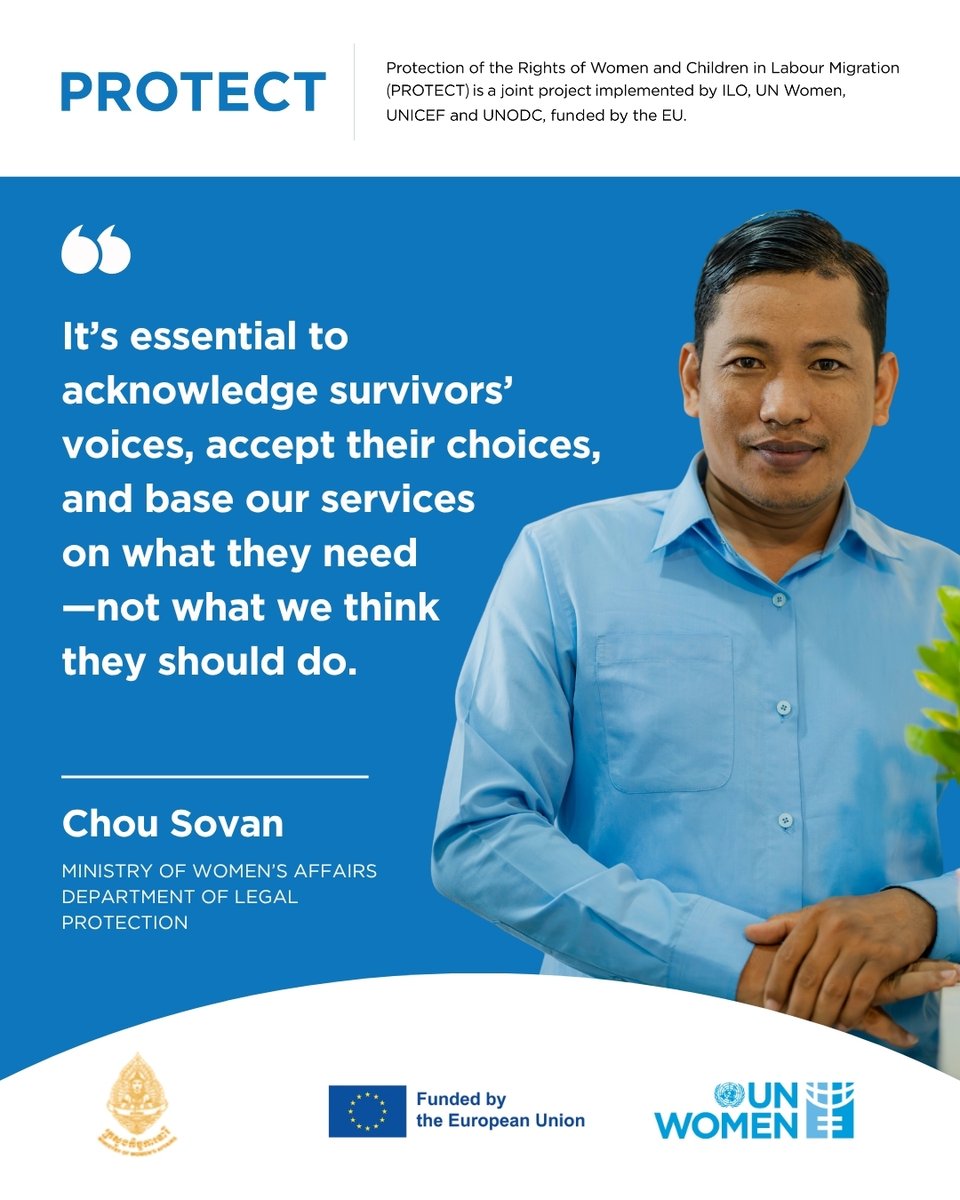 unwomenasia's tweet image. 🤝 Supporting Cambodia’s Women Migrant Workers
UN Women, in partnership with @mowakhmer, is strengthening helpline services in all 25 provinces — ensuring women migrant workers can access the support they need.
🙏 @EUCambodia
🔗Learn more: unwo.men/f7QE50WtJ8q