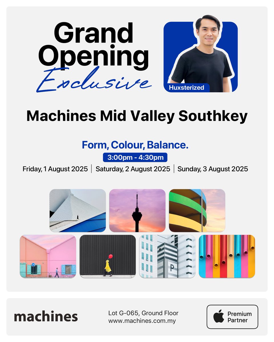 Stoked to announce my next iPhone Photography Workshop – and it’s FREE!

Hosted with Machine Malaysia at Mid Valley Southkey, Johor, Malaysia

📅 Aug 1, 2, or 3 – pick your date
🕒 3PM–4:30PM
🔗 Save your spot: macmy.co/southkeyworksh…

SEE YOU THERE!
Please help me share this!