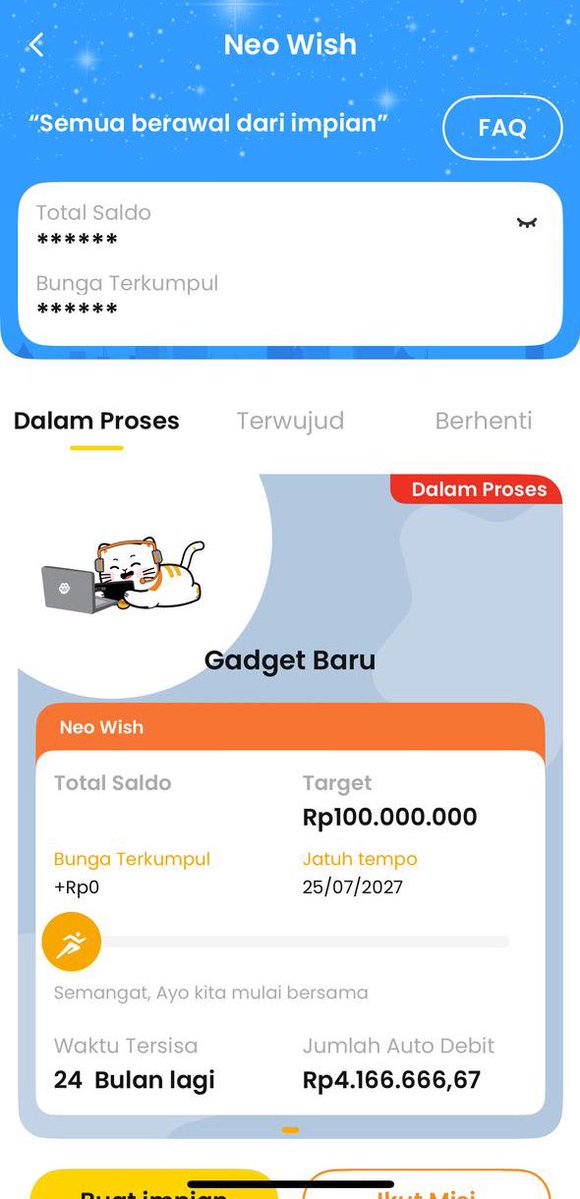 ayubsr's tweet image. Baru pertama kali coba @bankneocommerce dan WOW! langsung suka! Tampilannya enak dilihat, bisa gratis transfer dan produk tabungan-nya bantu banget!
Dari awal udah tertarik sama produk Tabungan Neo Wish, karena di situ kita bisa men-challenge diri sendiri untuk hemat💰
Dengan…