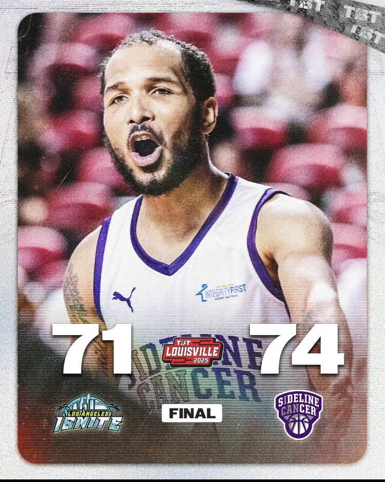 Game 3 of <a href="/thetournament/">TBT</a> 

Sideline Cancer 74
LA Ignite 71 

WE BELIEVE!