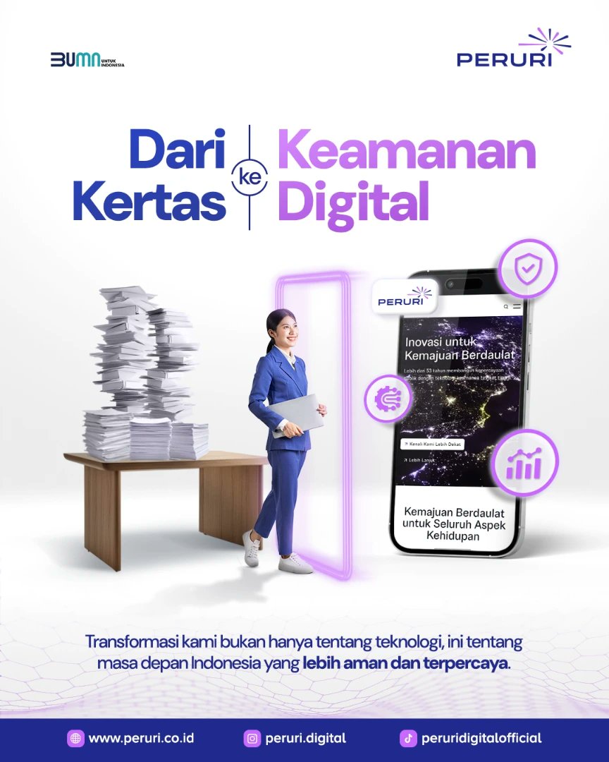 Dari uang kertas hingga identitas digital, inovasi PERURI tidak pernah berhenti. 

Kini, kami tidak hanya mencetak, tapi juga menjaga keamanan bangsa secara fisik dan digital.

#PERURI #DigitalSecurity #DigitalTransformation #AmanDanTerpercaya #DigitalisasiBersamaPERURI
