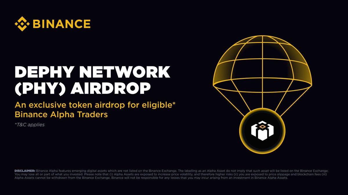 BinanceWallet's tweet image. Get ready! Binance Alpha will be the first platform to feature DePHY Network (PHY) on July 26th.
Eligible users can claim their airdrop using Binance Alpha Points on the Alpha Events page once trading opens. Further details will be announced soon.
Please stay tuned to…