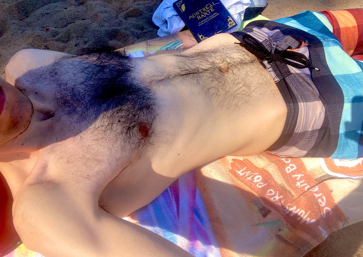 Beach day. &amp; finished a good book 📖👀 #gayotter #gayhairy #gaymontreal