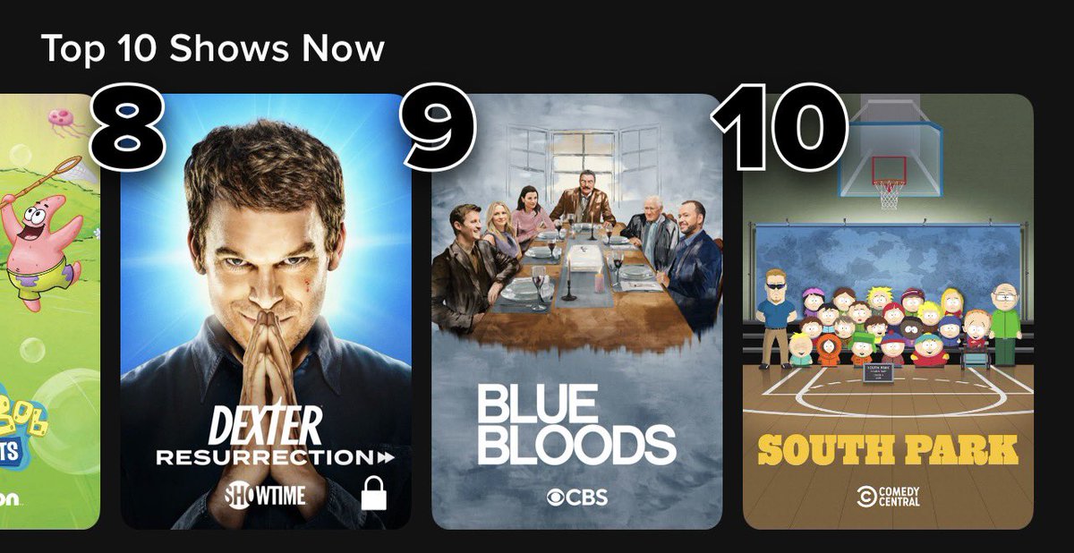 whatsonpplus's tweet image. ‘South Park’ is now #10 in the Top 10 Shows Now on Paramount+.
(The list refreshes periodically)