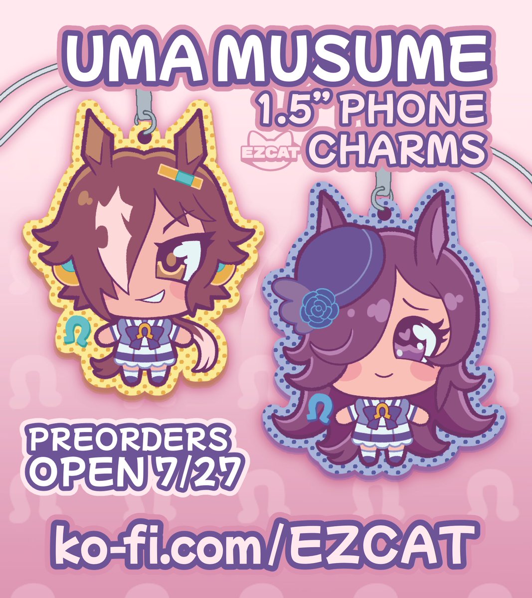 ezcatart's tweet image. uma phone charm preorders drop THIS SUNDAY!!!! (7/27) 😁
💝 #umamusume #ウマ娘