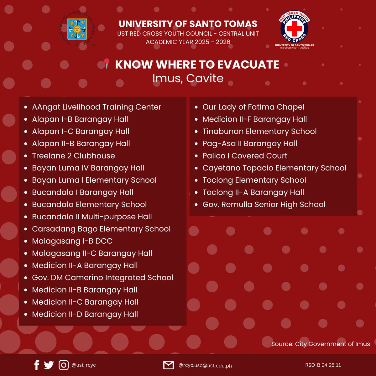 UST_RCYC's tweet photo. 🚨In these trying times, the public is advised to stay vigilant and alert.

As precautionary measures, it is necessary to prepare a handy go bag and to take note of the evacuation centers near you.

📞Our page is still open for all Thomasians needing remote first aid services. https://t.co/p8IUJMWr3d