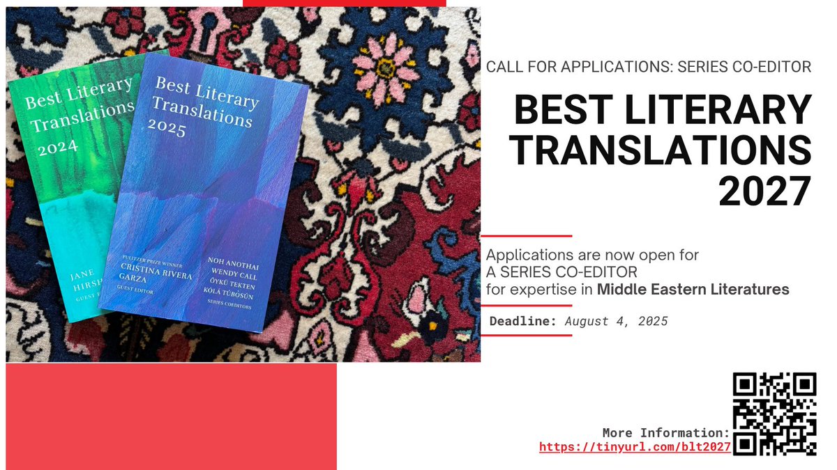 Call for Applications: A co-editor with expertise in Middle Eastern Literatures. deepvellum.org/news/call-for-…