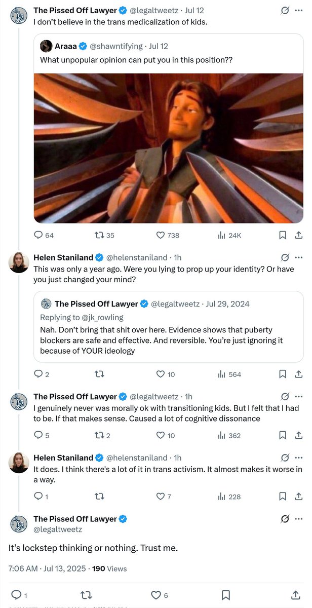 The Lies of @LegalTweetz: Child  chemical castration advocacy. 

The lie: "I genuinely never was morally okay with transitioning kids."

.........