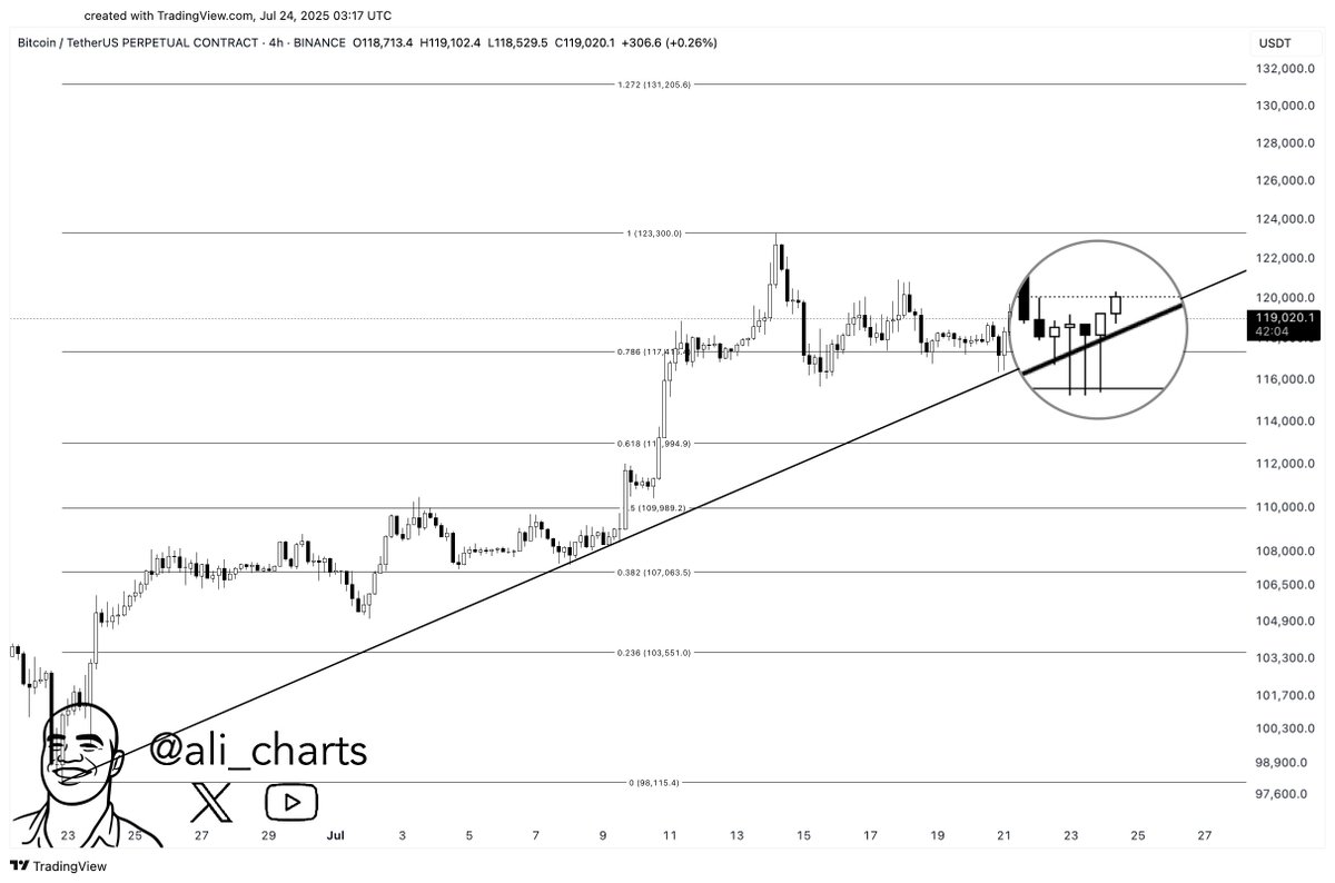 Bitcoin $BTC is holding firm above the $117,400 support. A surge in buying pressure here could ignite the next leg up to $131,000!