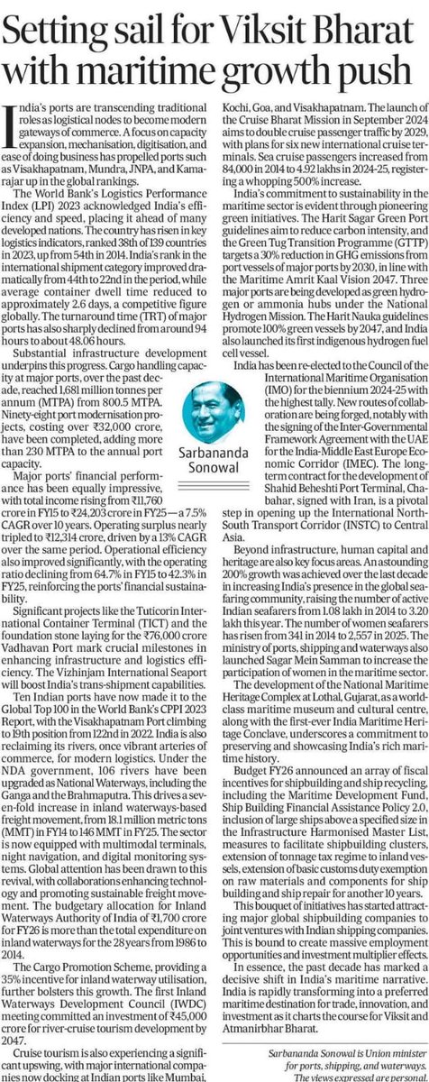 Sarbananda Sonowal (@sarbanandsonwal) on Twitter photo Wrote on how a transformative decade led by the vision of Hon'ble PM Shri <a href="/narendramodi/">Narendra Modi</a> ji has made India into a preferred maritime destination for trade, innovation and investment.
Do read: hindustantimes.com/opinion/settin… Wrote on how a transformative decade led by the vision of Hon'ble PM Shri <a href="/narendramodi/">Narendra Modi</a> ji has made India into a preferred maritime destination for trade, innovation and investment.
Do read: hindustantimes.com/opinion/settin…