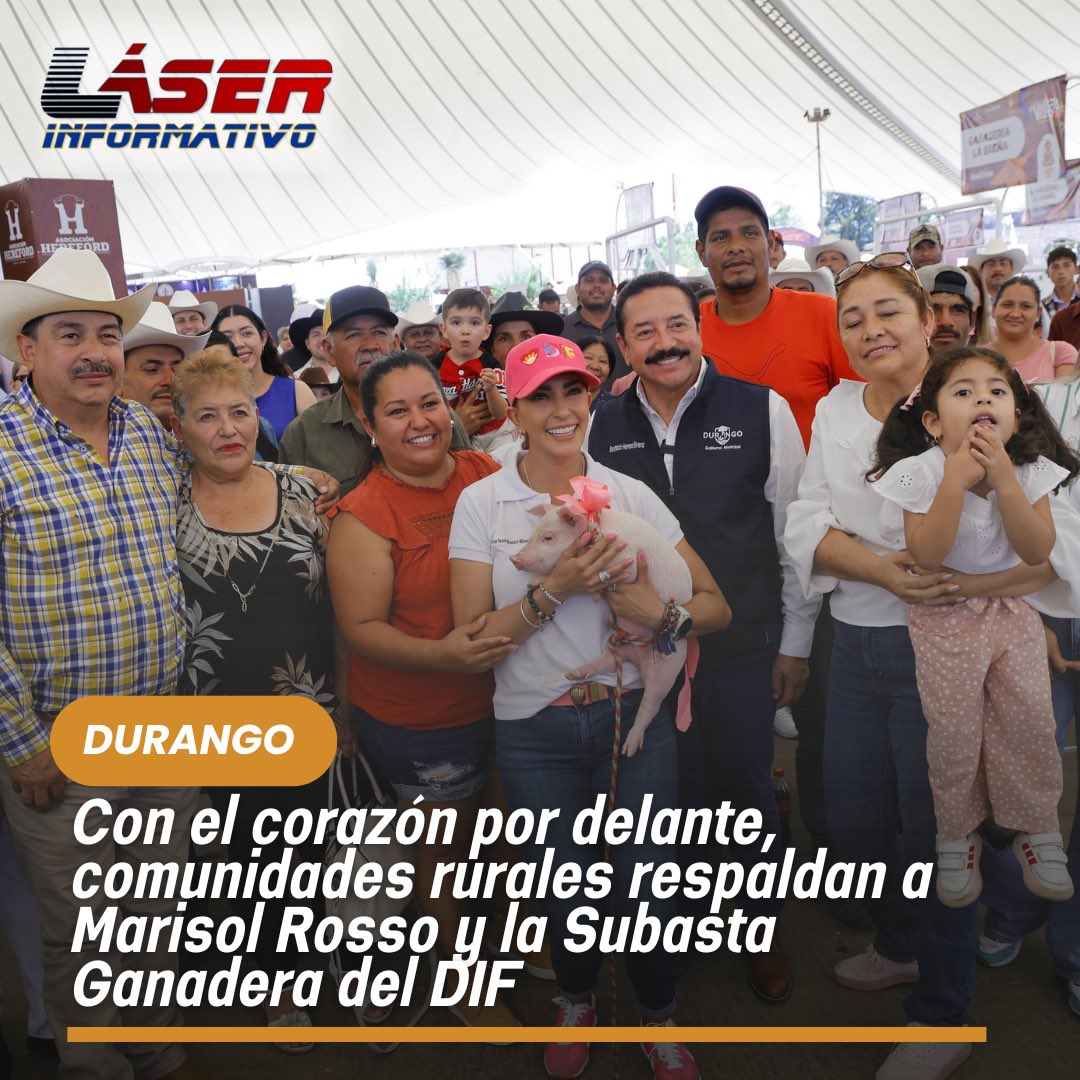 LaloSerranoZ's tweet image. #LaserInformativo

#Durango|| Con el corazón por delante, comunidades rurales respaldan a @Marisol_rosso y la #SubastaGanadera del @DIF_Durango 

Habitantes de 38 comunidades del municipio de Durango se sumaron con generosidad a la causa que impulsa Marisol Rosso Rivera,…