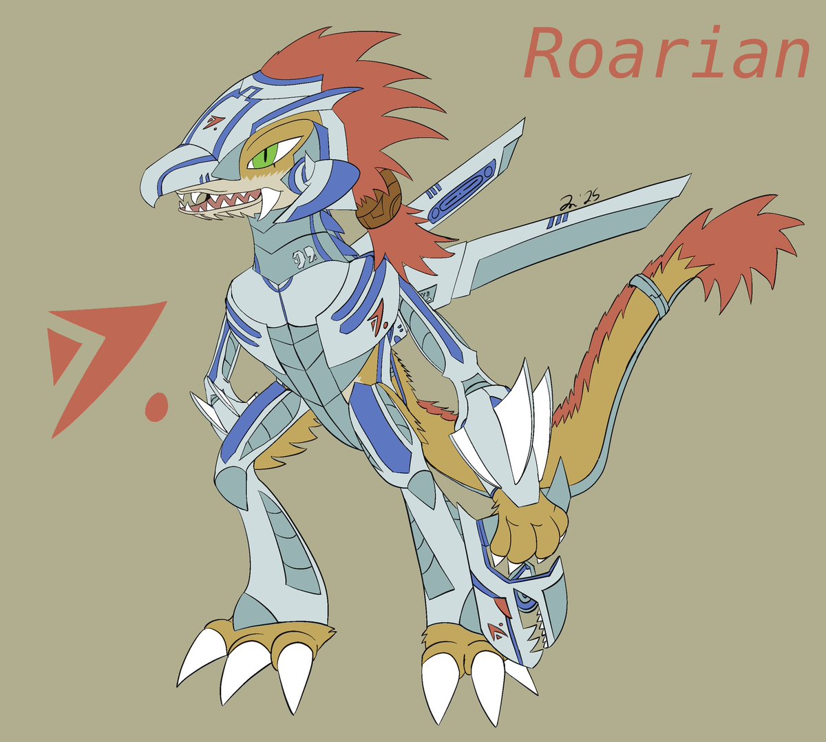cenrji's tweet image. Let’s have a change of a pace, by sharing one of my original works. This is an alien race called Roarian, inspired by the sci-fi FPS games and of course, some Digimon influence.