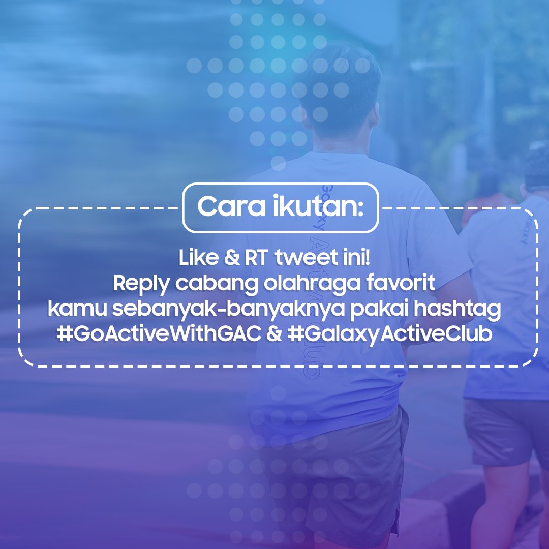 samsungID's tweet image. Mau dapatkan hadiah senilai total Rp1.000.000? Saatnya ikut REPLY & WIN bareng #GalaxyActiveClub 💪
Kamu punya cabang olahraga favorit? Yuk reply sebanyak-banyaknya buat menangkan hadiahnya!
Langsung ikutan dan jangan sampai ketinggalan #GoActivewithGAC