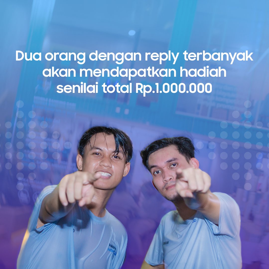 samsungID's tweet image. Mau dapatkan hadiah senilai total Rp1.000.000? Saatnya ikut REPLY & WIN bareng #GalaxyActiveClub 💪
Kamu punya cabang olahraga favorit? Yuk reply sebanyak-banyaknya buat menangkan hadiahnya!
Langsung ikutan dan jangan sampai ketinggalan #GoActivewithGAC