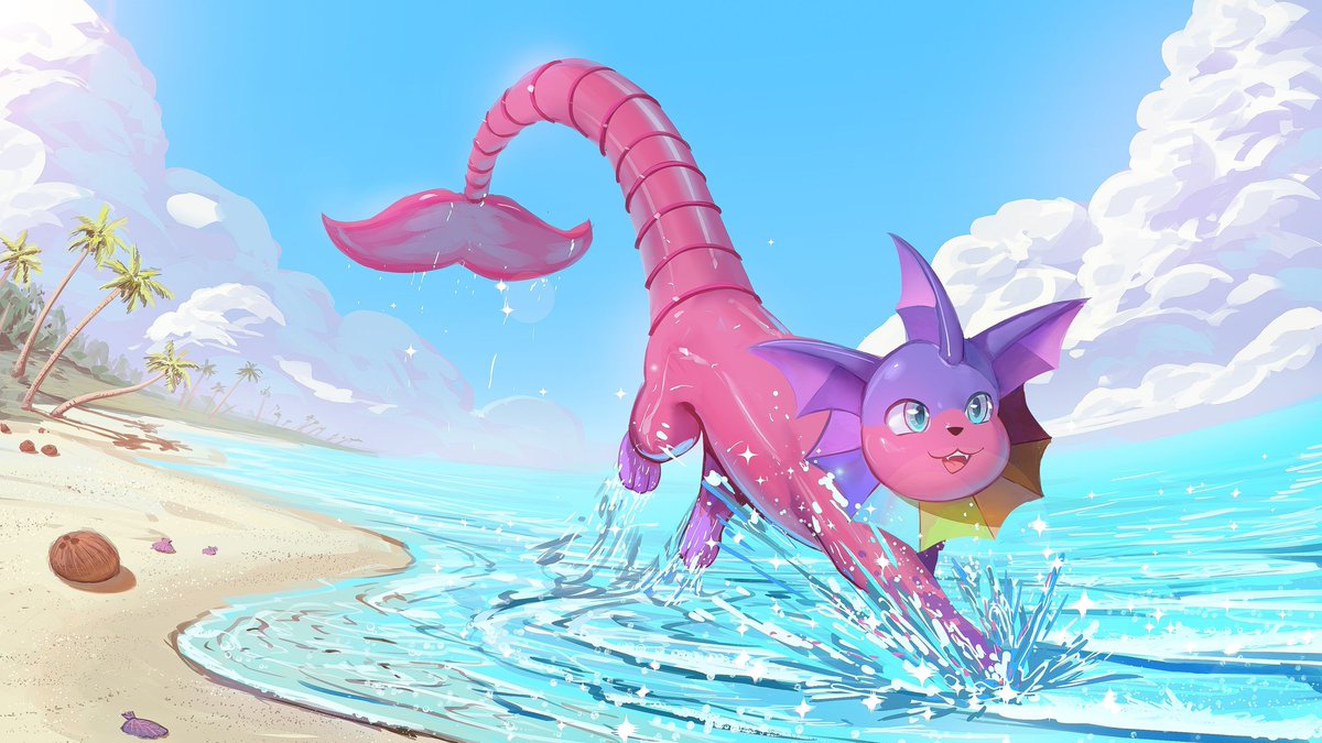 ASparkofDerp's tweet image. It was such a beautiful day at the beach for Cahndie! Just hope he doesn't make too big of a splash! This beautifully sunny art piece was made by @benii22184786! Go check them out and send them love!
#vaporeon #pokemon #pokemonart #furry #commission