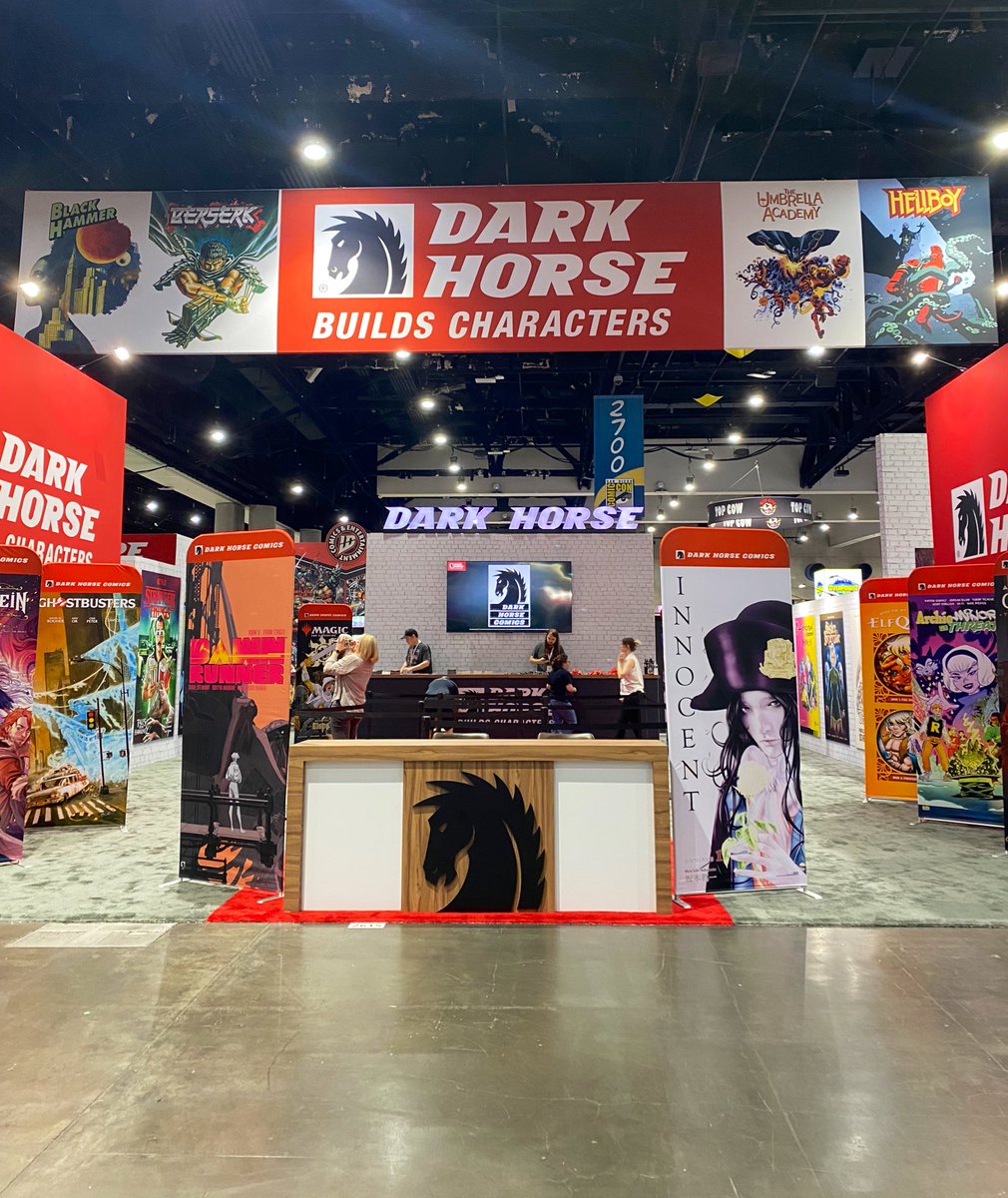 DarkHorseComics's tweet photo. Preview Night at #SDCC2025! Visit Dark Horse all con long at booth #2615, and check out everything from comics and books to signings, exclusives, new products, American Caper, Cyberpunk 2077, and Hobbit merch and displays from @AbsurdVentures, @zingtoys, and @MiddleearthEnts https://t.co/RENZFzAYlC