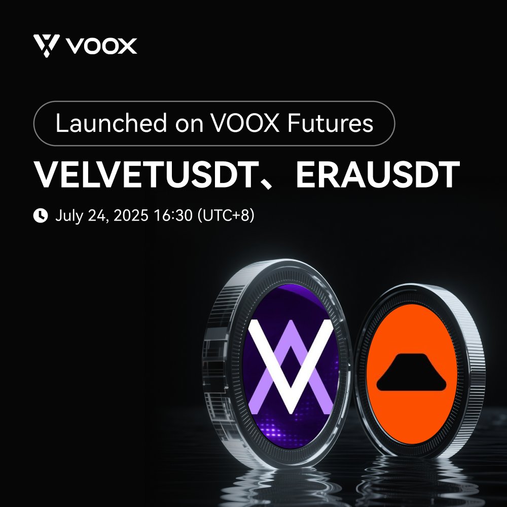 VOOX_Global's tweet image. VOOX Futures Listing|VELVETUSDT, ERAUSDT Perpetual Contracts Coming Soon!
More trading options, more flexibility — it’s happening soon!
📅 Launch Time: July 24, 2025, at 16:30 (UTC+8)
🔗 Full announcement:
support.voox.com/hc/en-us/artic…
🔗 Register now 👉voox.com/en_US/register……