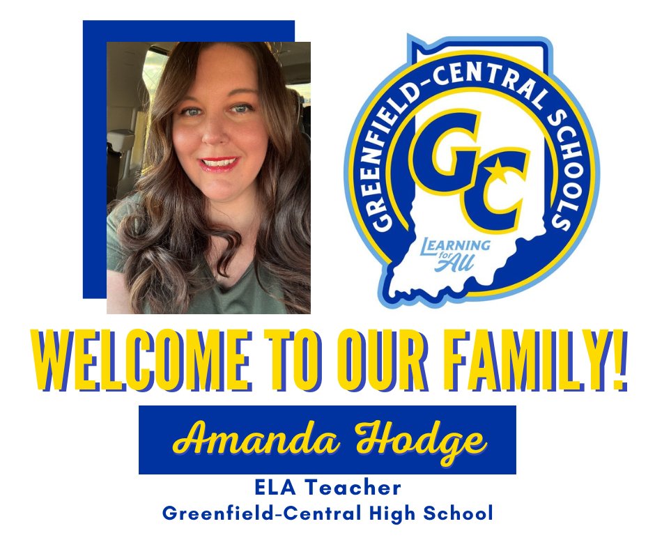 Greenfield-Central Community School Corporation (@gc_csc) on Twitter photo 🎉Help us welcome Amanda Hodge to the GC Family!
👩🏻🏫Mrs. Hodge will be an ELA Teacher at GCHS.
🫶🏼Get to know Mrs. Hodge at facebook.com/profile.php?id…
#1GC 🎉Help us welcome Amanda Hodge to the GC Family!
👩🏻🏫Mrs. Hodge will be an ELA Teacher at GCHS.
🫶🏼Get to know Mrs. Hodge at facebook.com/profile.php?id…
#1GC