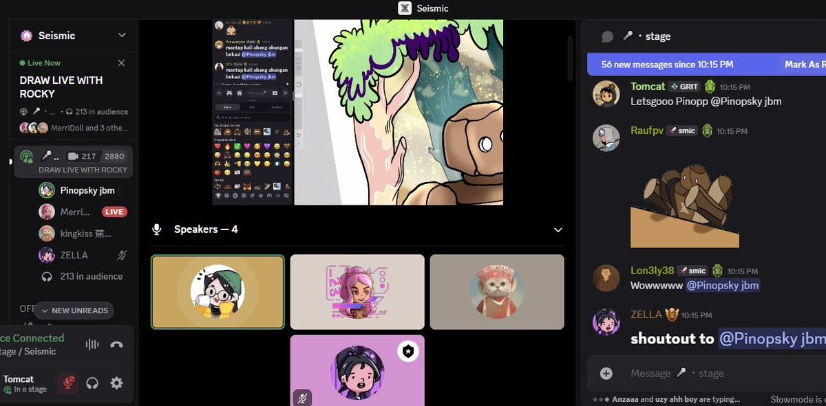 tomcatcatt's tweet image. Tonight's Draw with Rocky session was a blast, Learned new ways to sketch like a pro, good vibes all around 🎉🎨
a super cute host @nftzella and a singer with the sweetest voice @matchaamotchi made the night even more chill✨
@SeismicSys