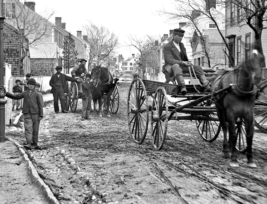 The streets of Nantucket as it appeared in the 1870s.